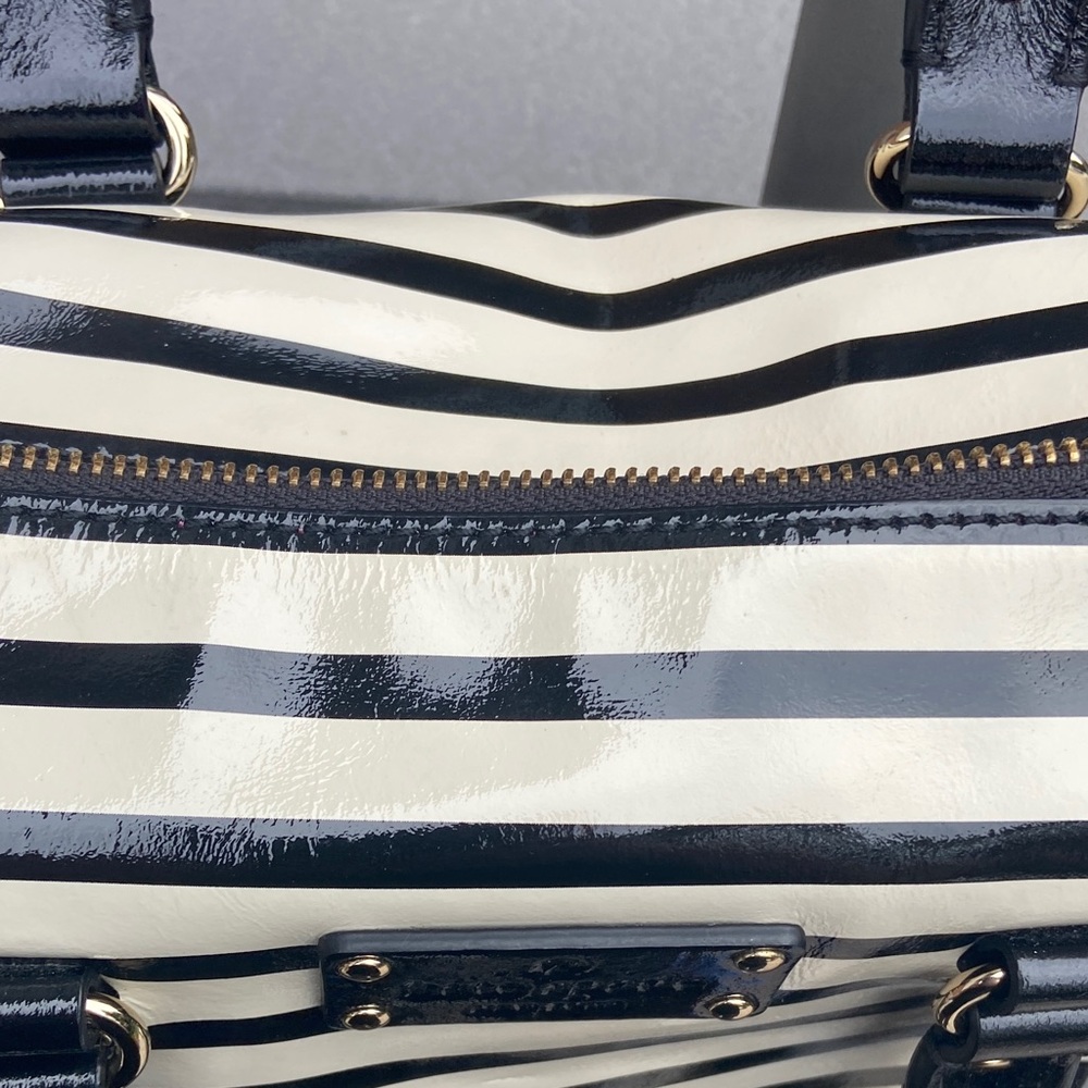 Kate Spade Black and Cream Striped Satchel - Picture 4 of 12